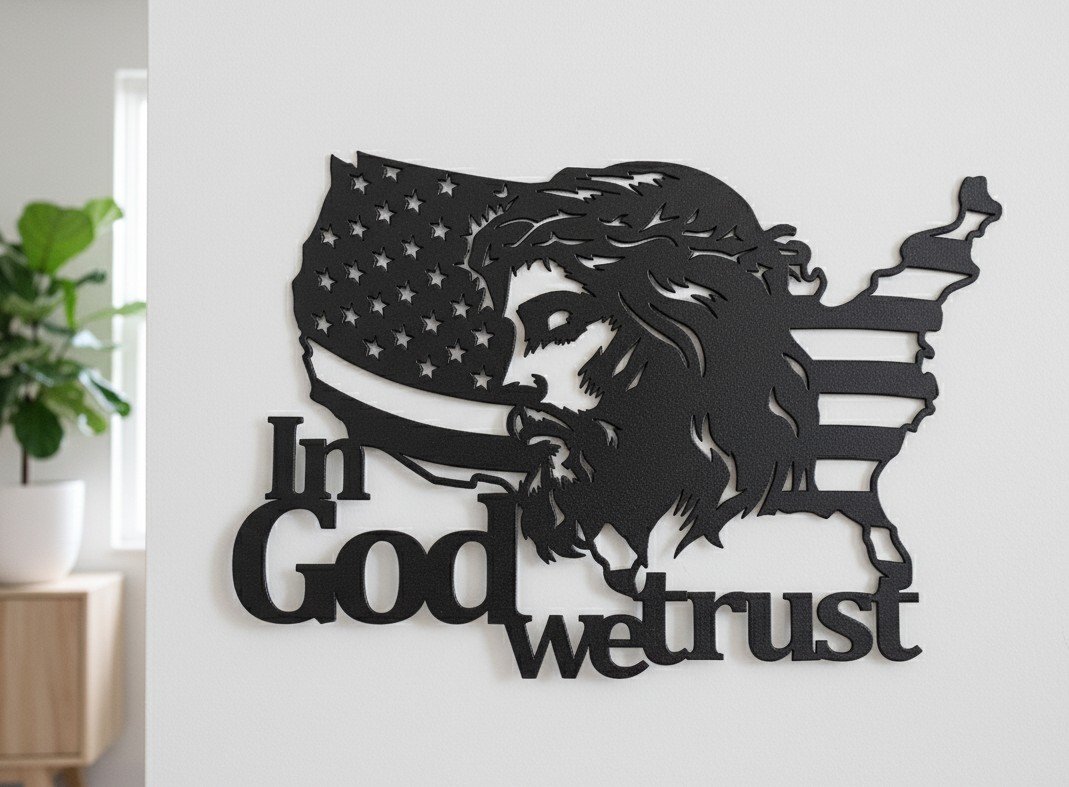 thumbnail image 2 of In GOD We Trust With USA Flag Embroidered Patch – 3 Inch Iron-On 2 of 3